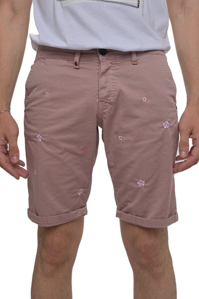 Bermuda in cotone slim Cristian Ricamo rosa SS25