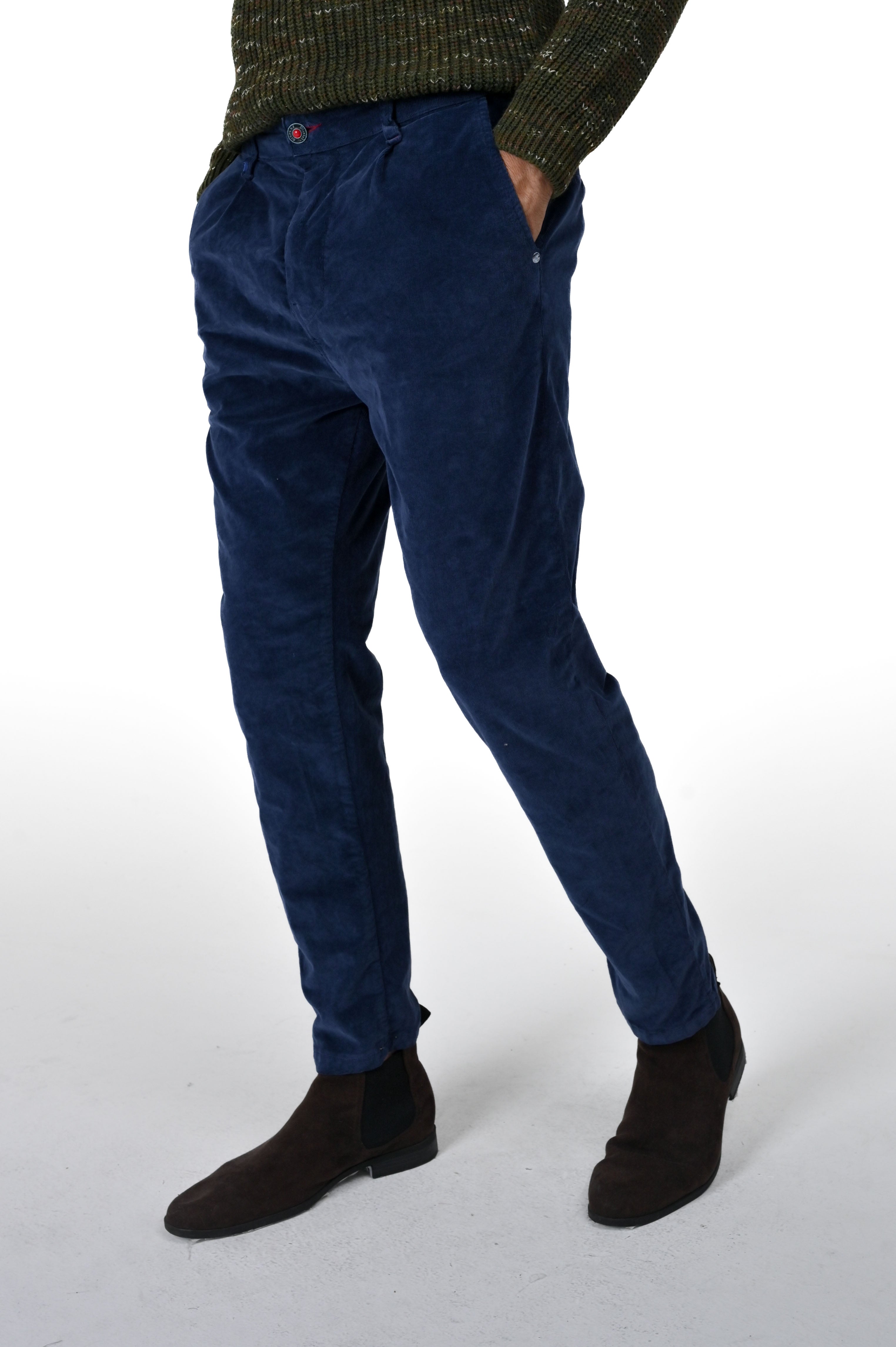 Pantaloni in velluto tapered New Private Jumbo Inchiostro FW24/25