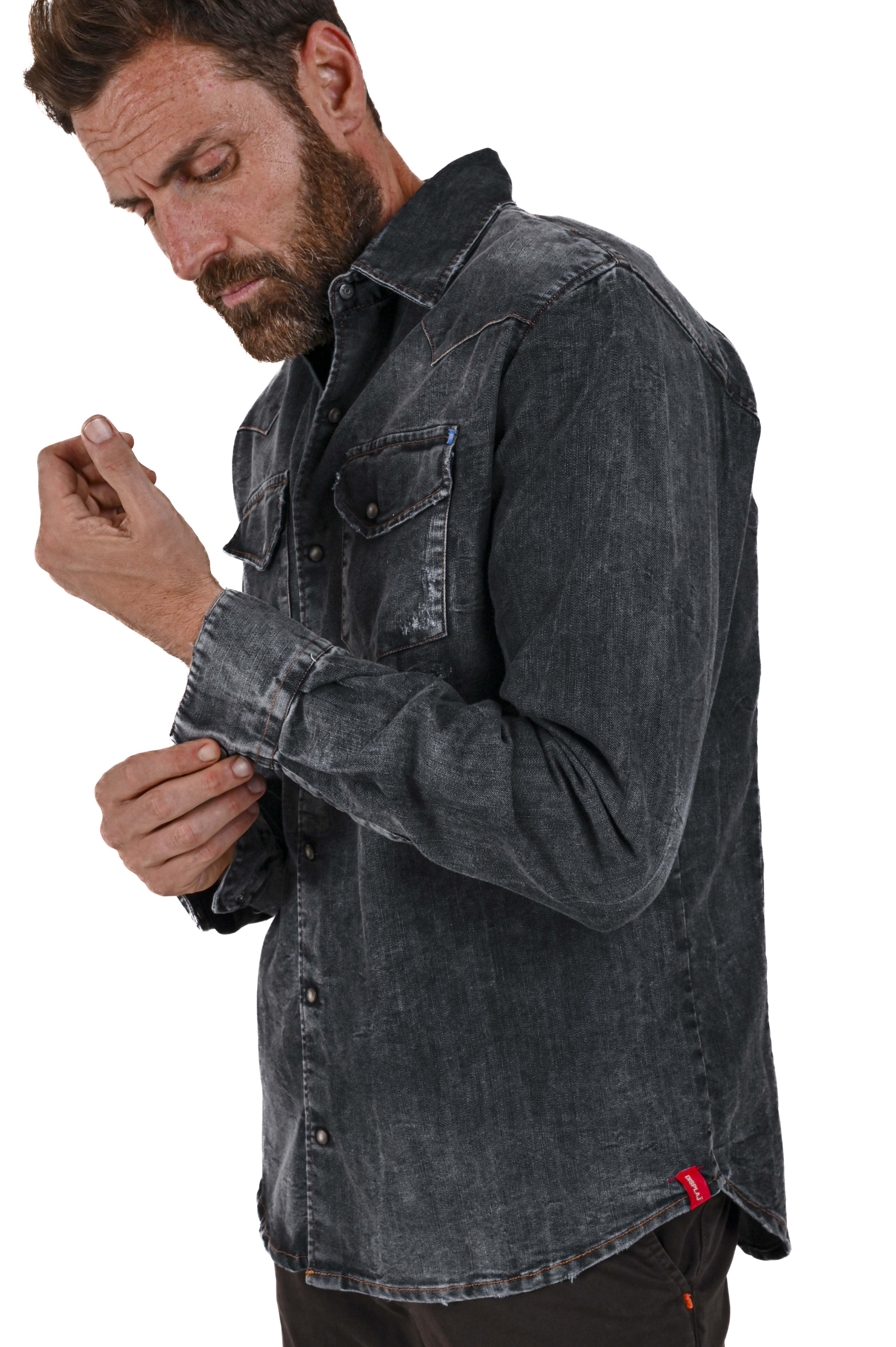 Camicia in denim regular Spy BLK Marmorizzato FW23/24