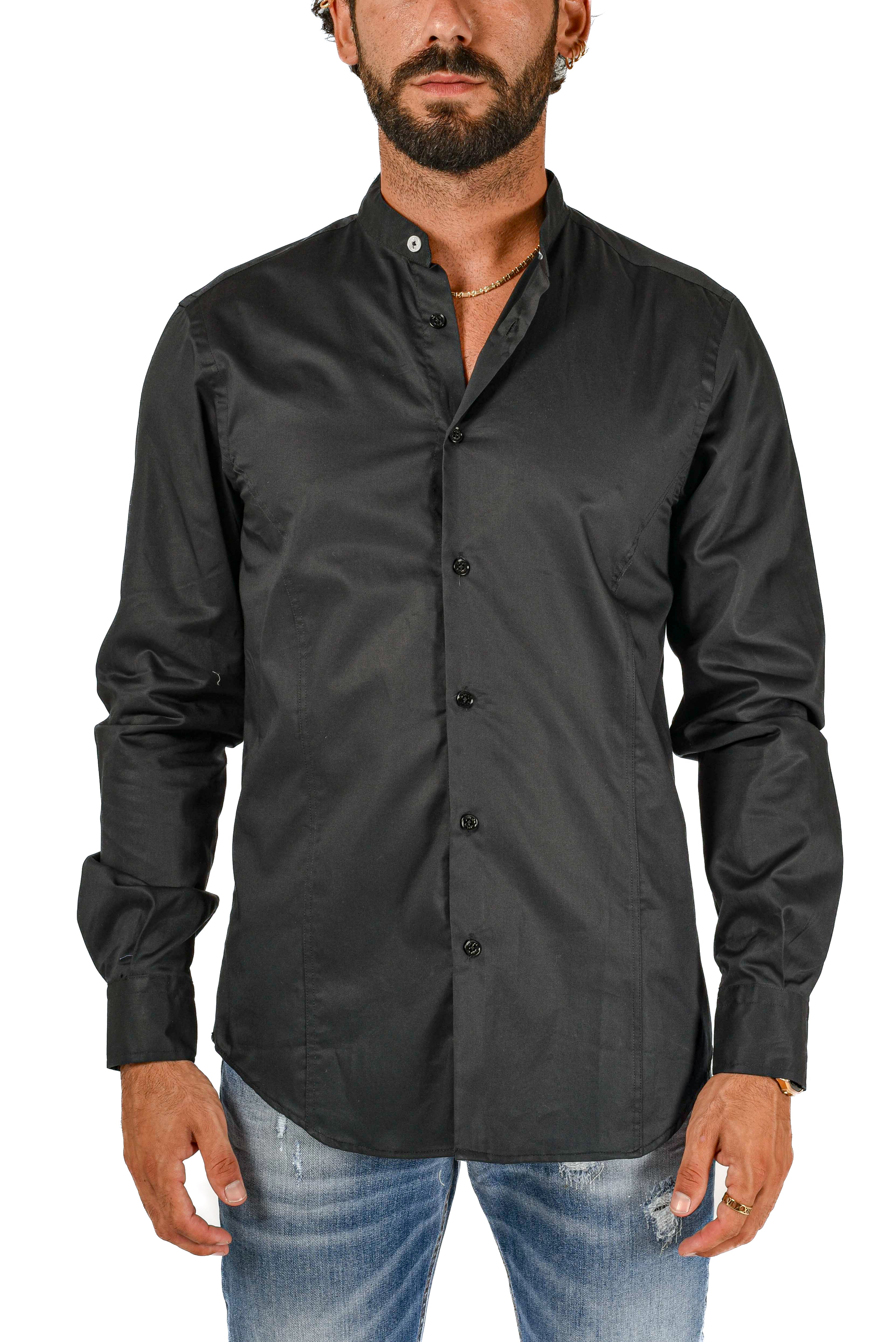 Camicia collo coreano slim Pista