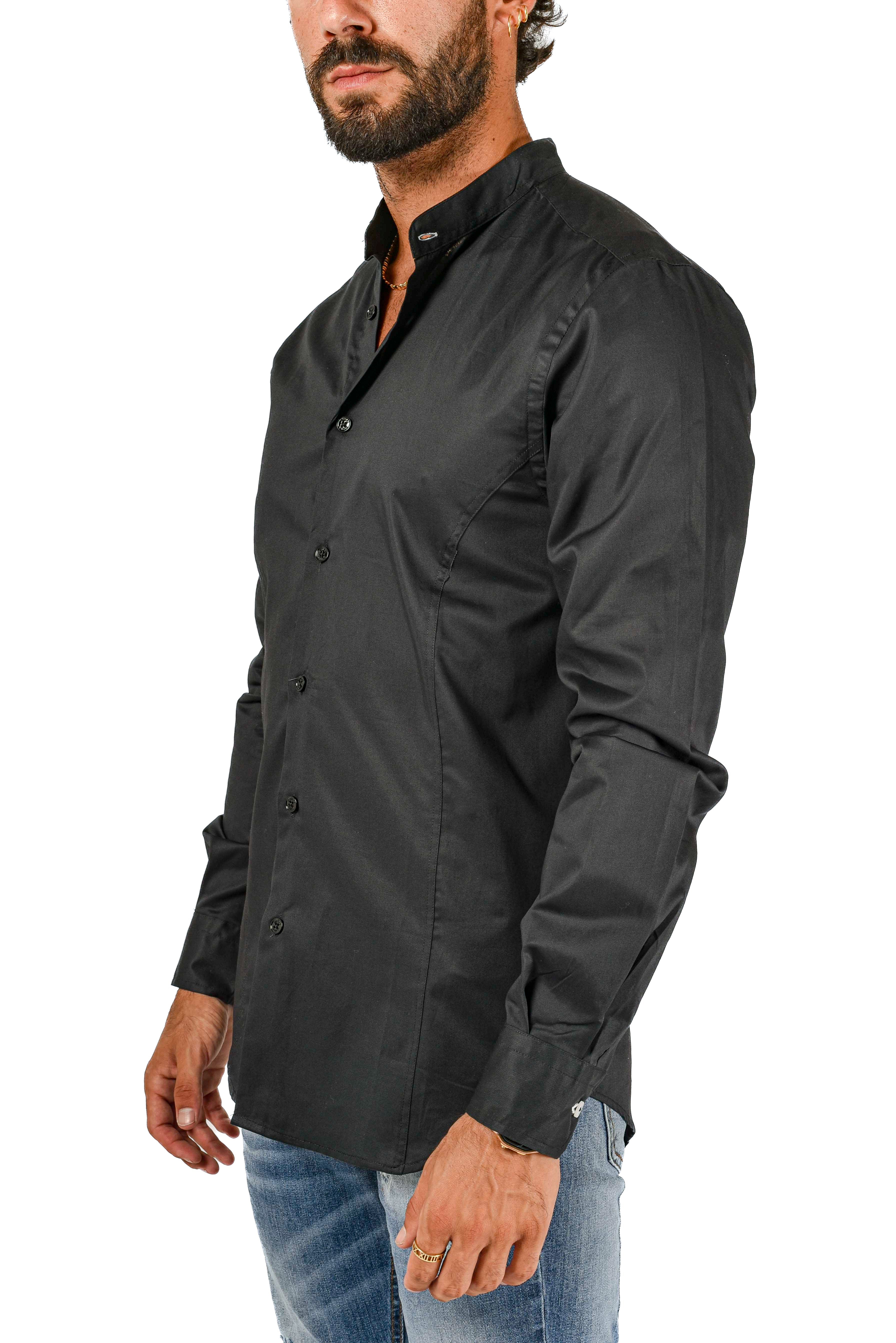 Camicia collo coreano slim Pista