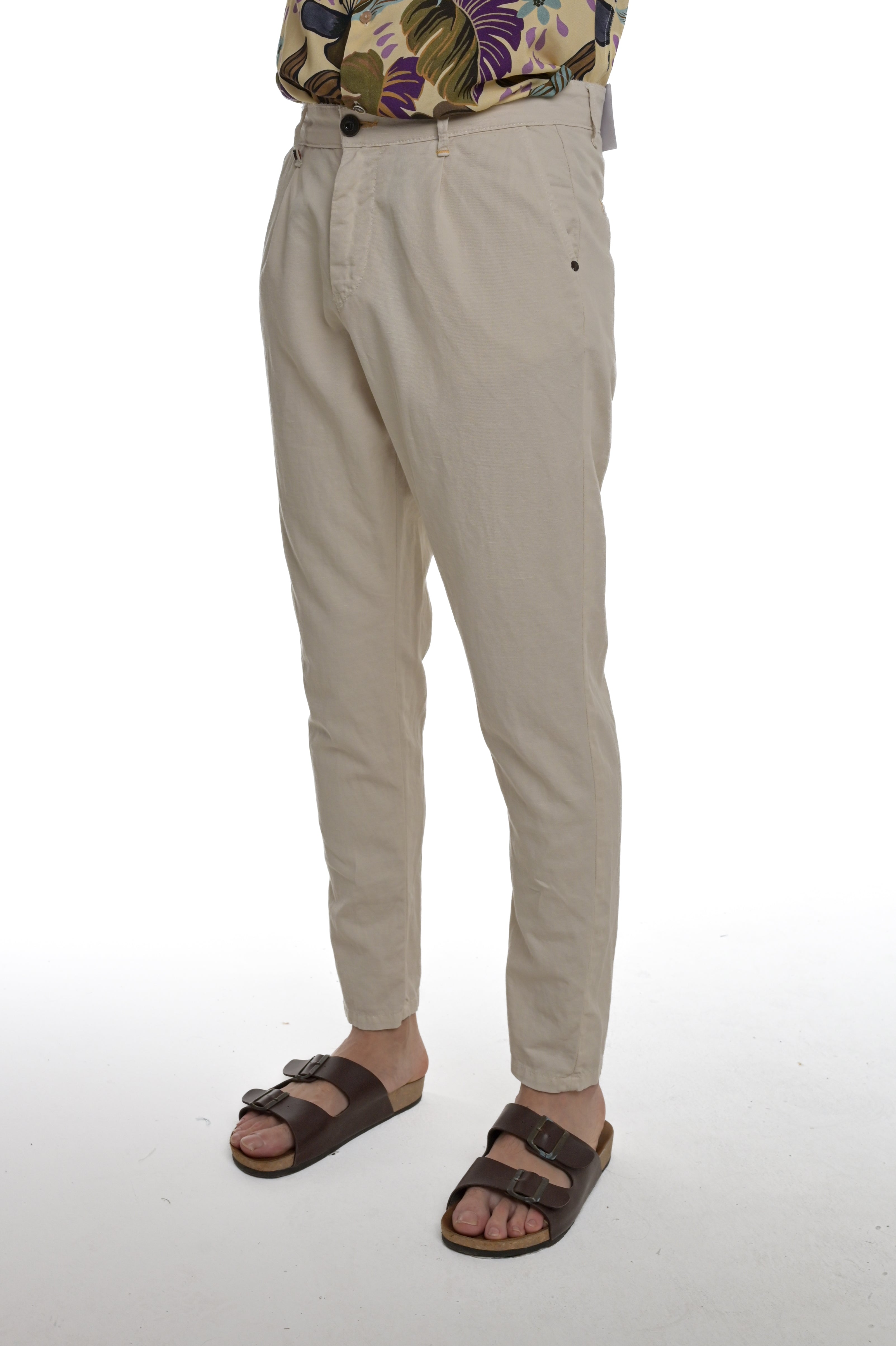 Pantaloni in cotone tapered New Private Canarie panna SS25