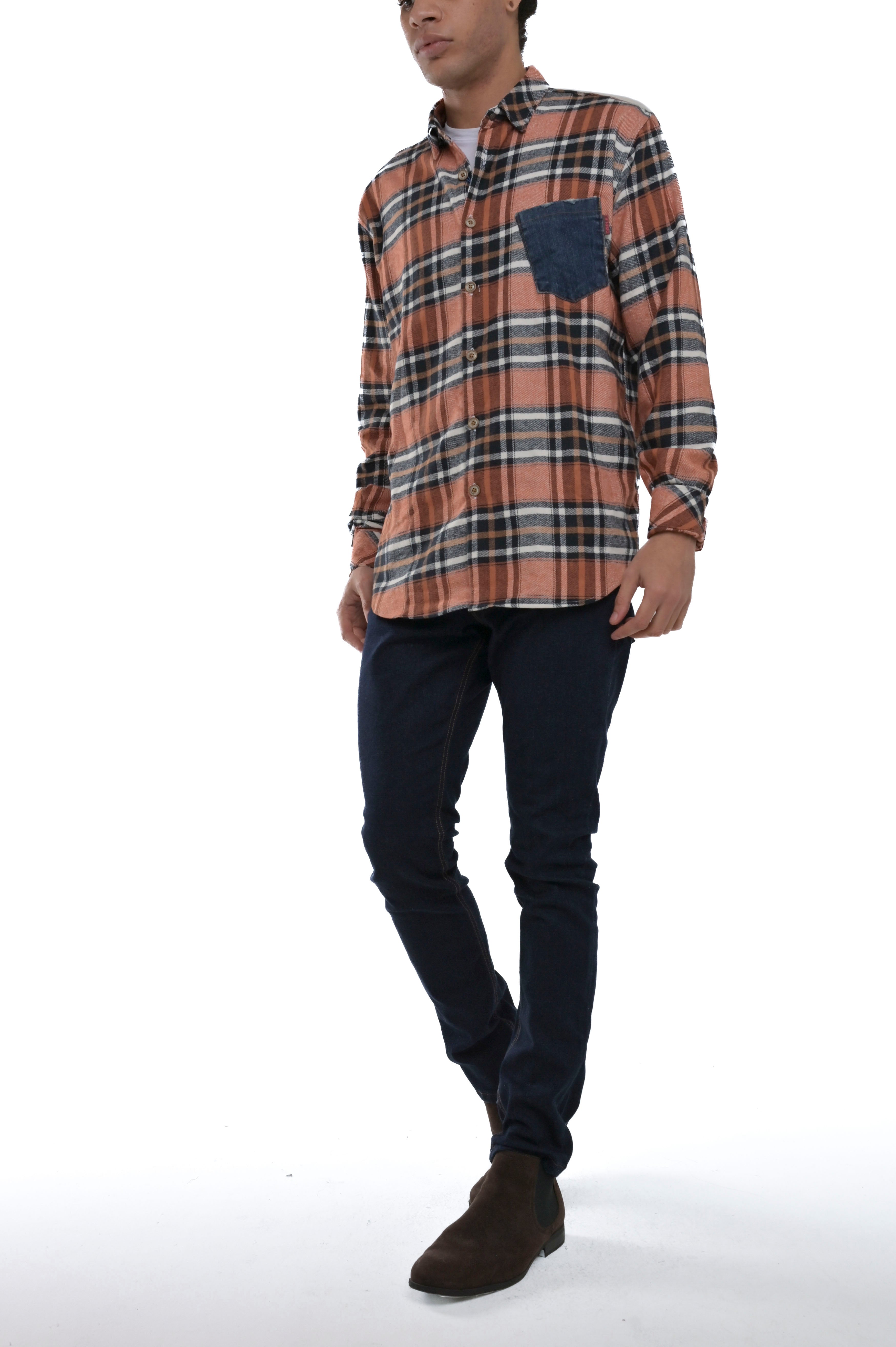 Regular Low Over Orange Flannel Shirt FW24/25