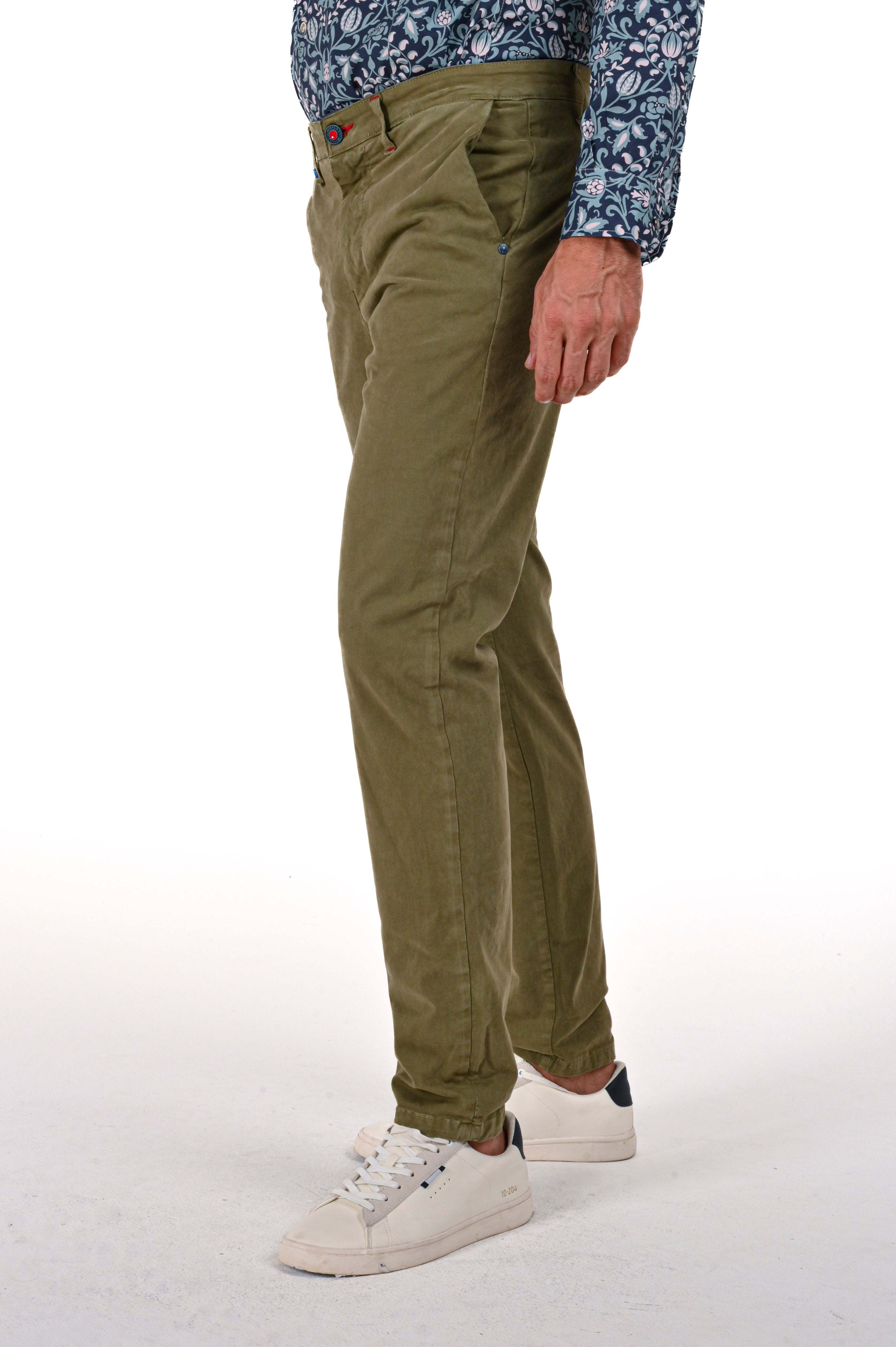 Pantaloni in cotone slim Sonic Raso oliva FW24/25