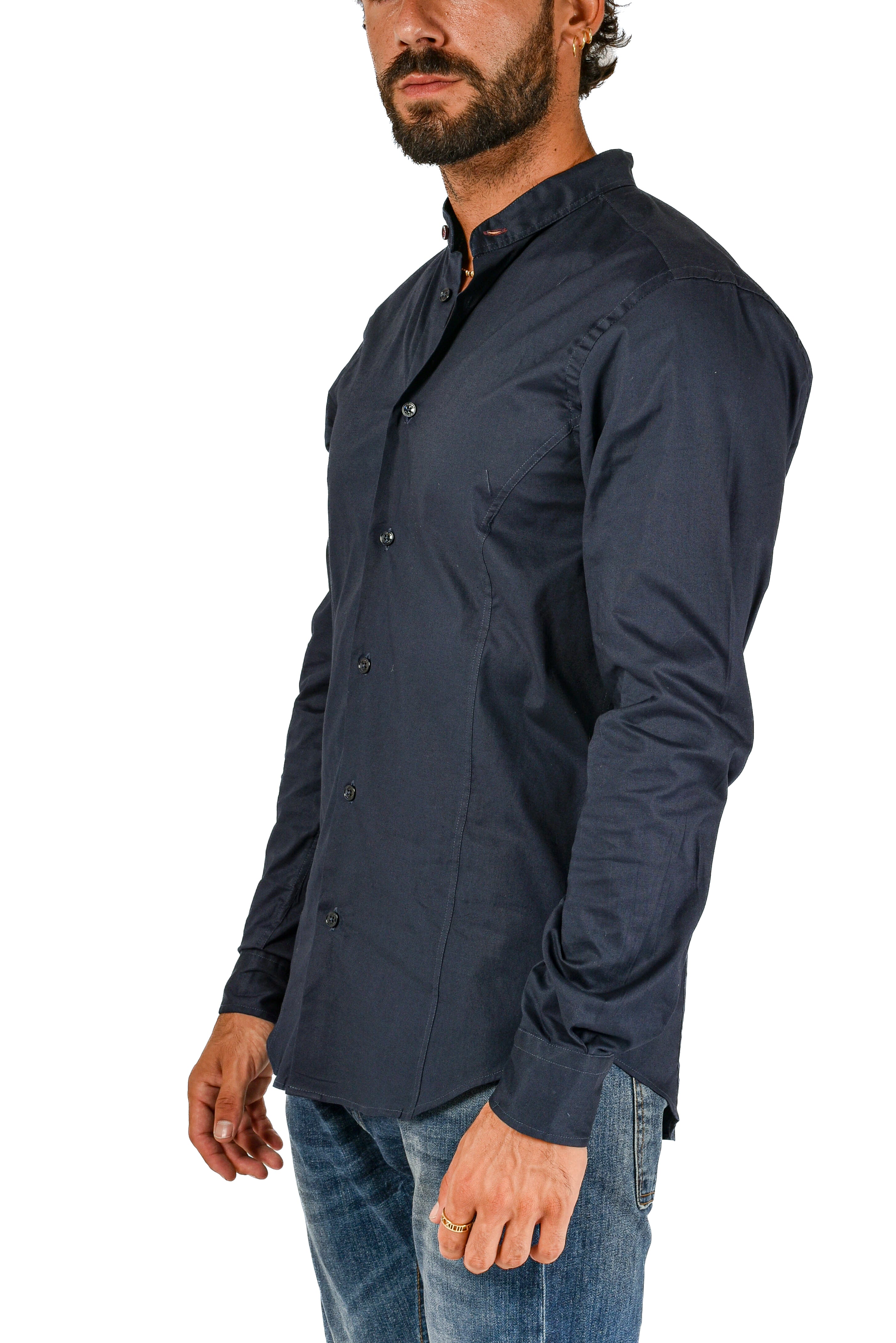 Camicia collo coreano slim Pista