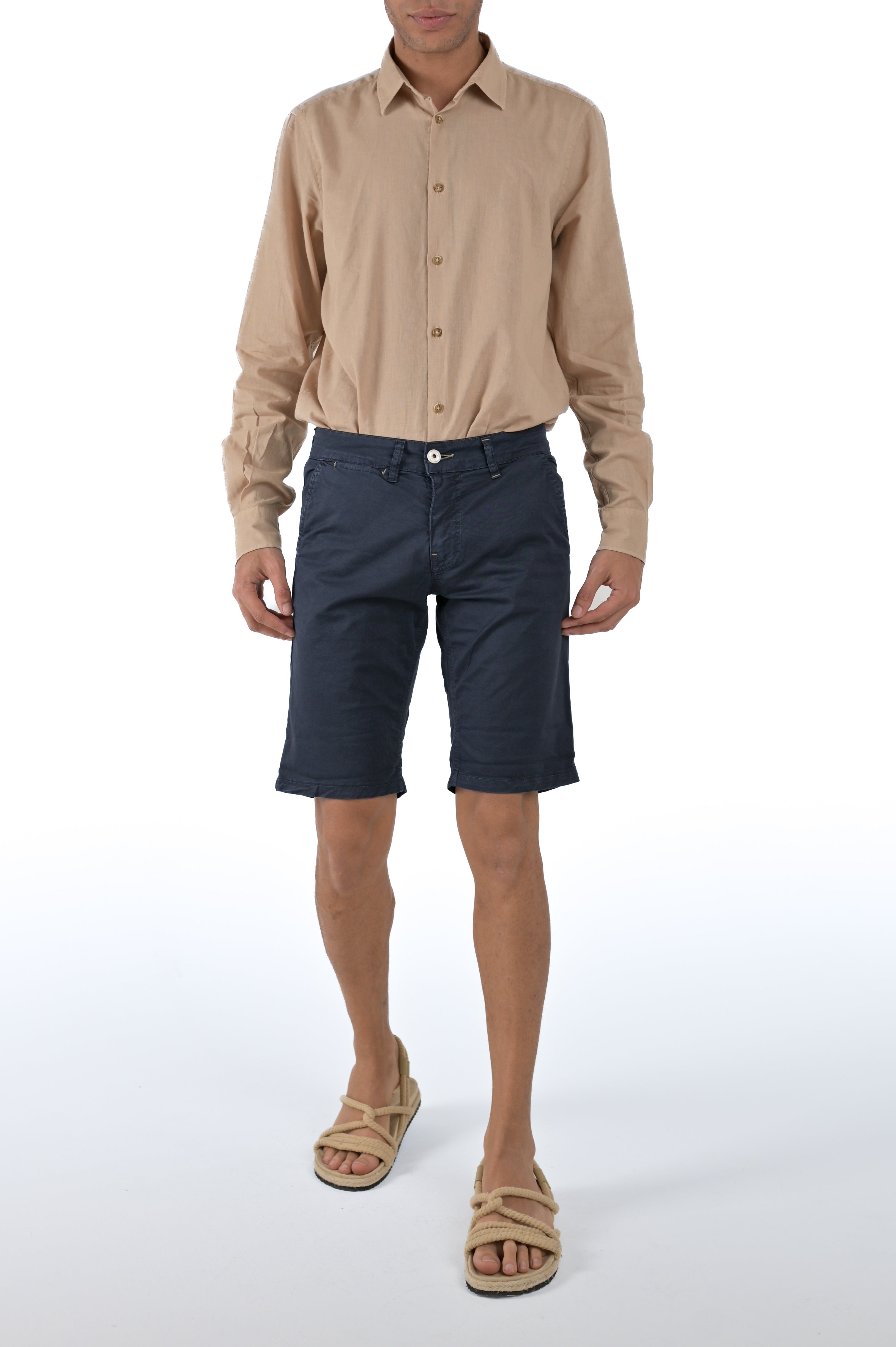 Bermuda in cotone slim Cristian Raso Blu SS26
