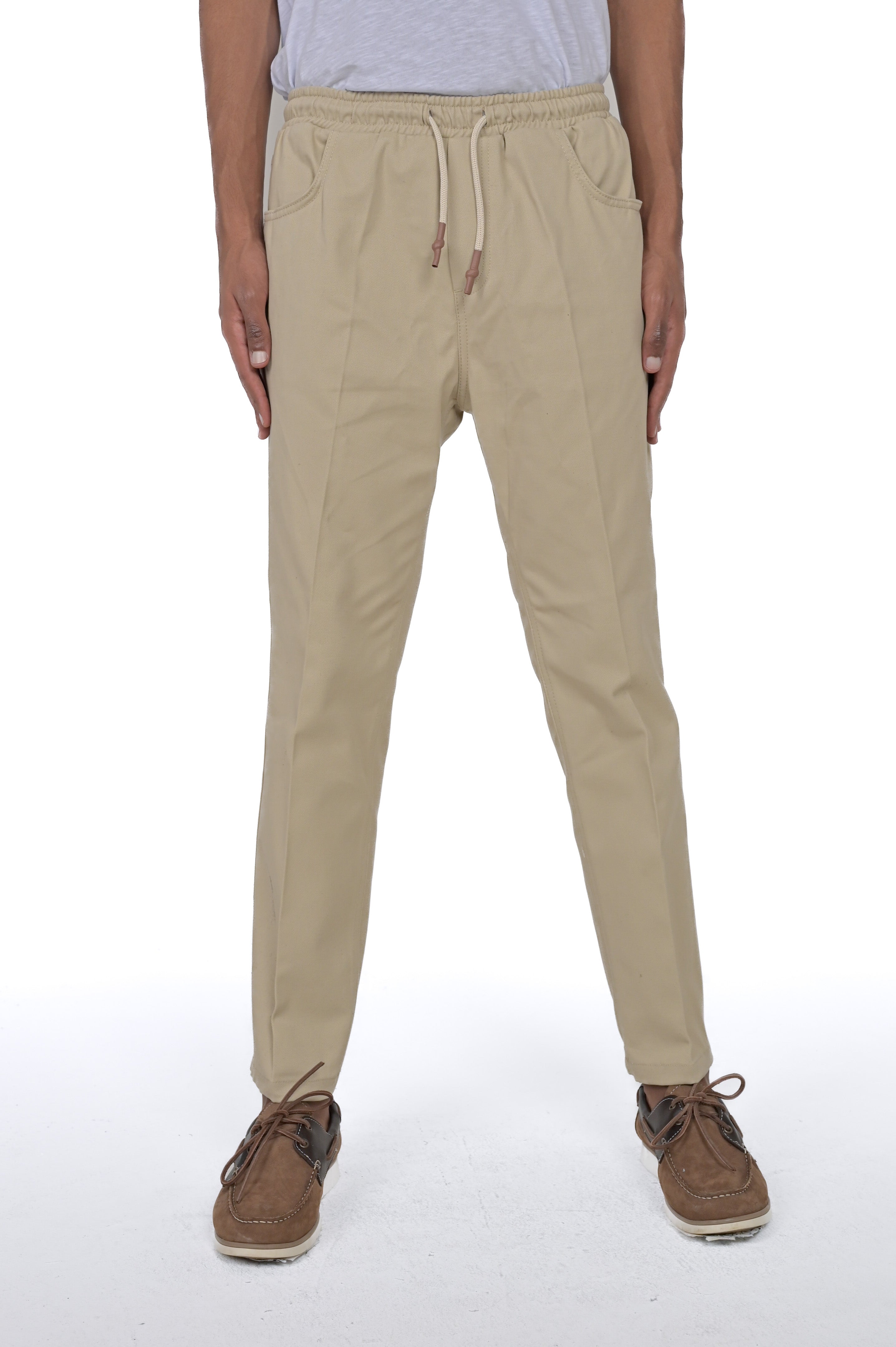 Pantaloni in cotone tapered Spring beige FW24/25