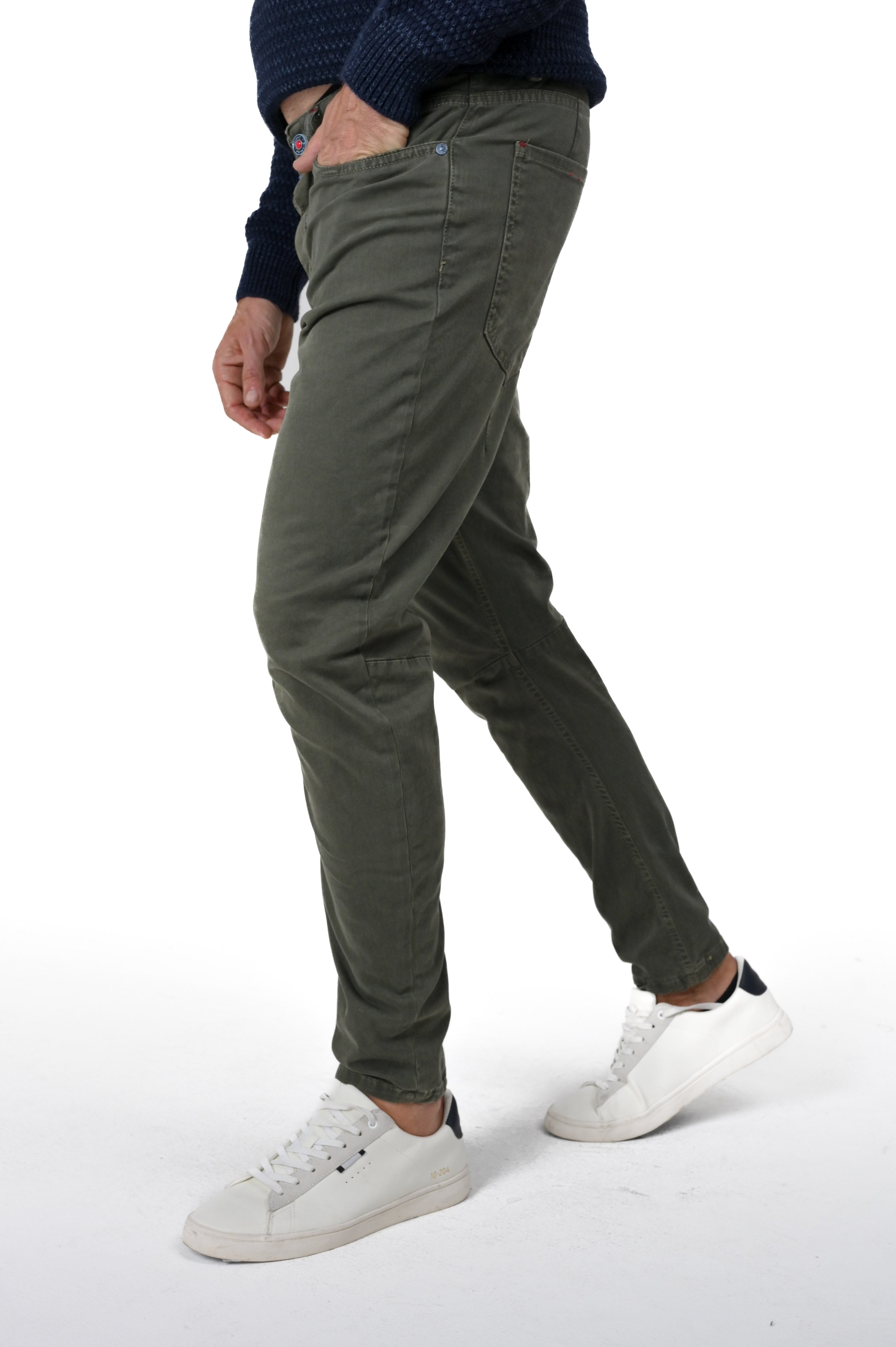 Kron Green Tapered Cotton Trousers FW24/25