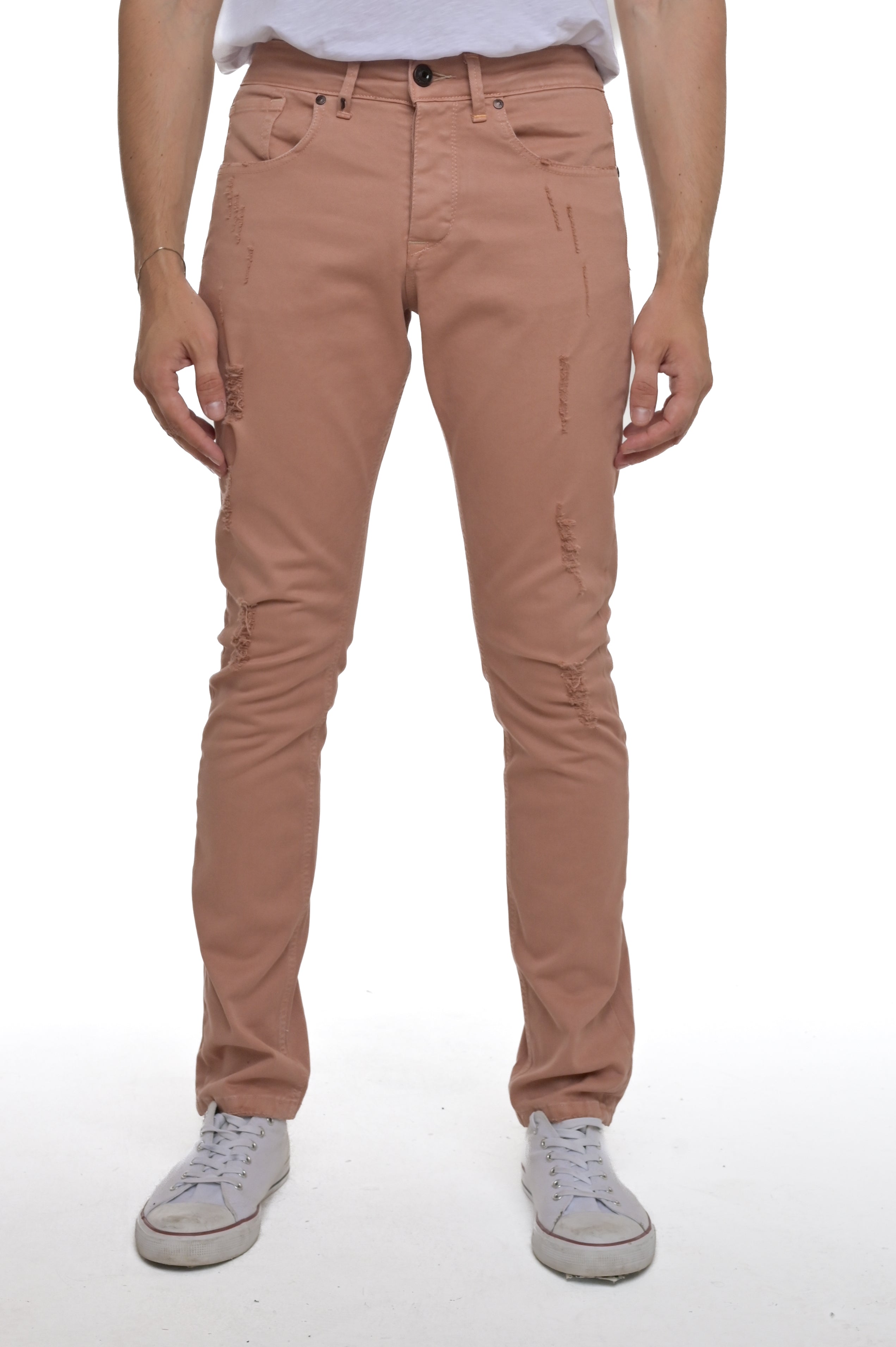 Pantaloni in cotone slim New London PE 2590 rosa SS25