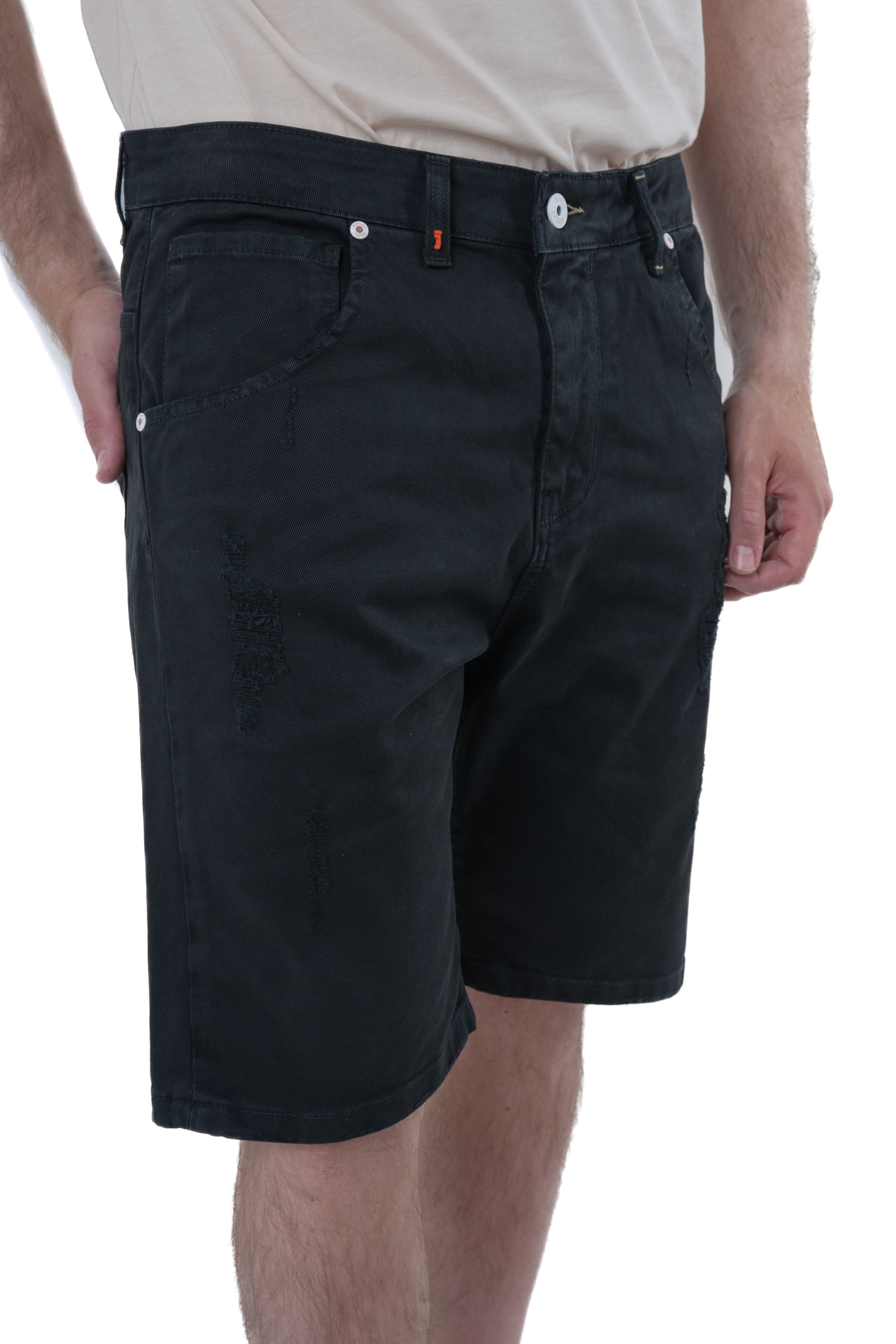 Bermuda in cotone regular GIS DRL nero SS26