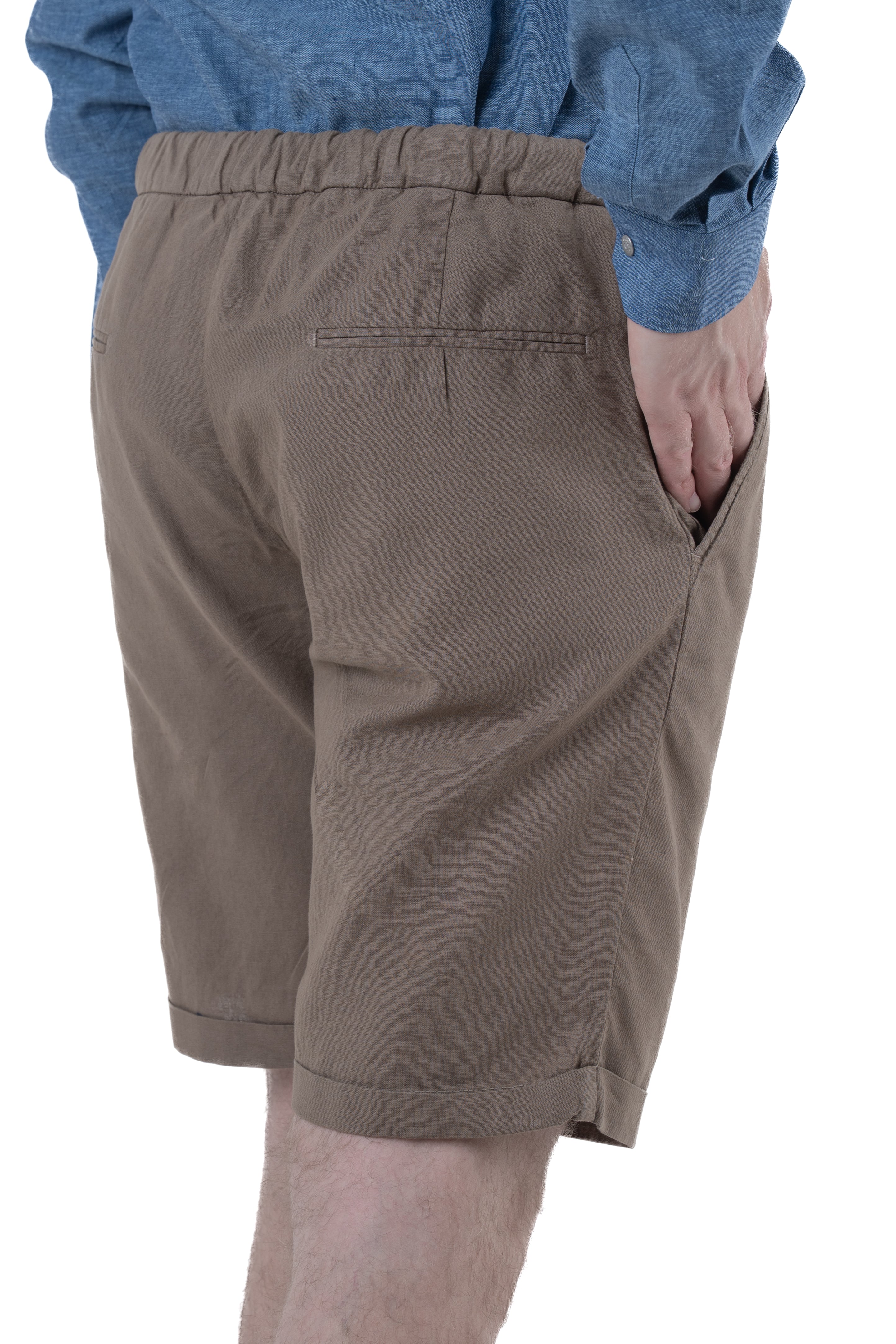 Bermuda in cotone slim Split Lino fango SS26