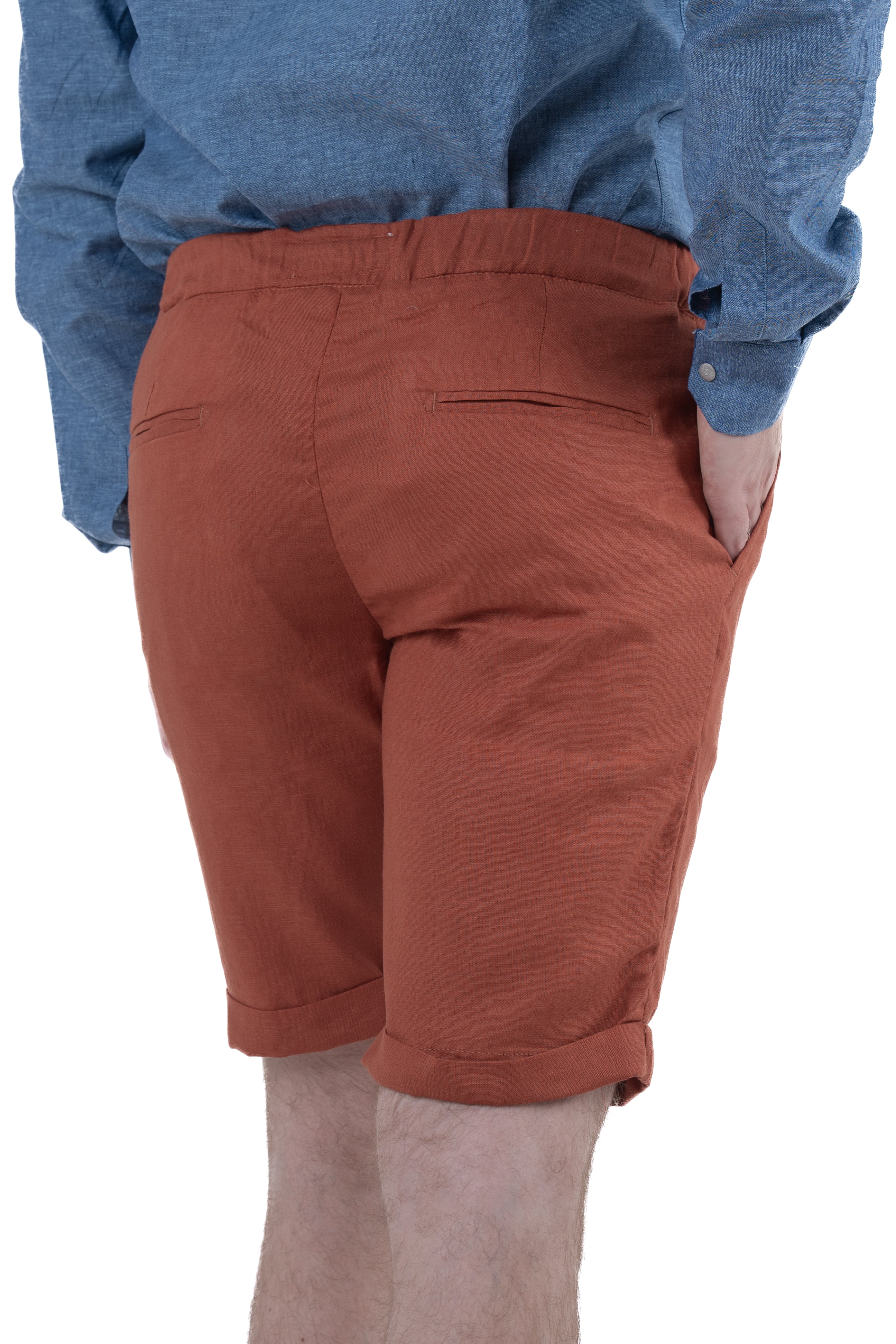 Bermuda in lino slim Split arancio SS26