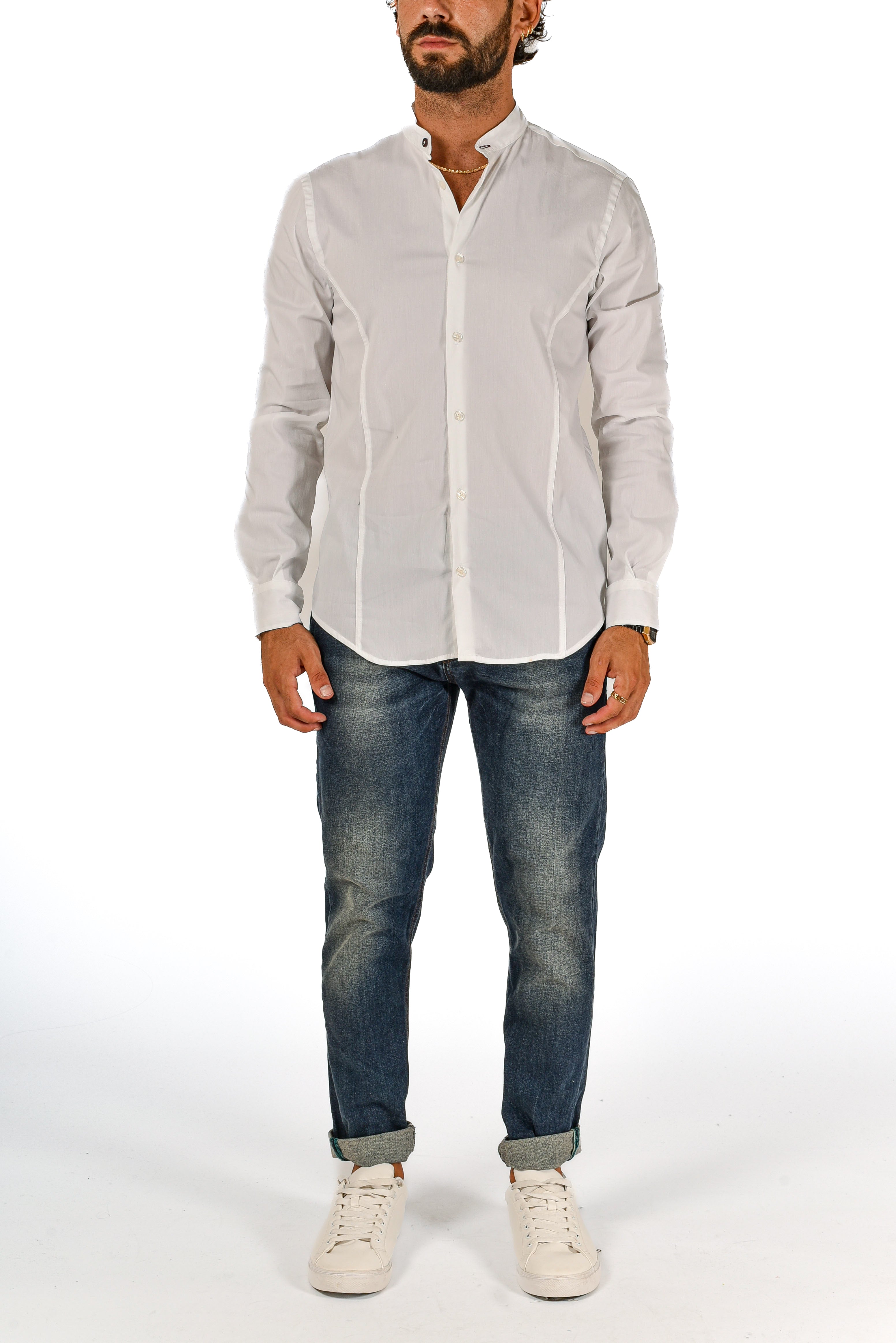 Camicia collo coreano slim Pista