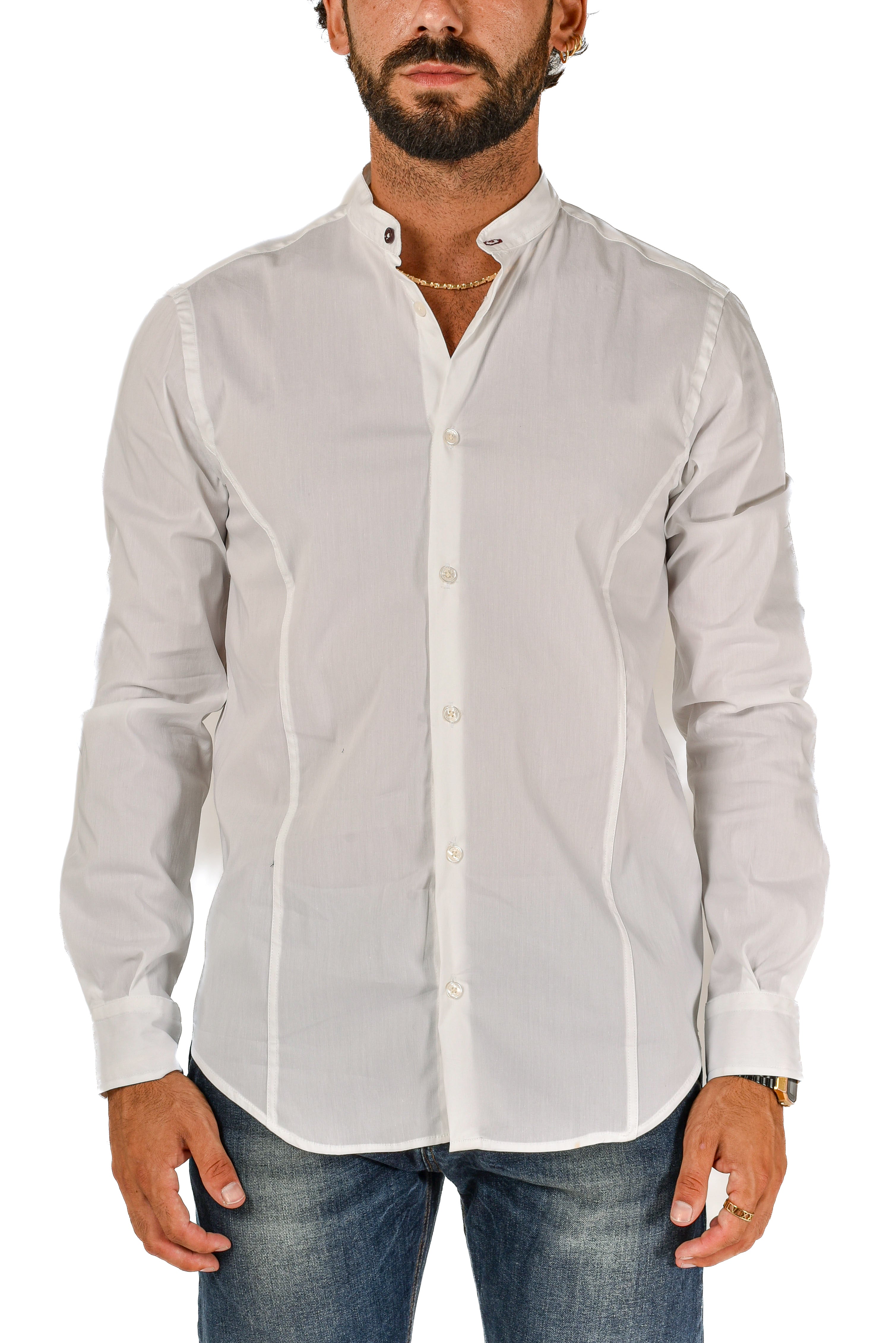 Slim Korean Collar Shirt White Track