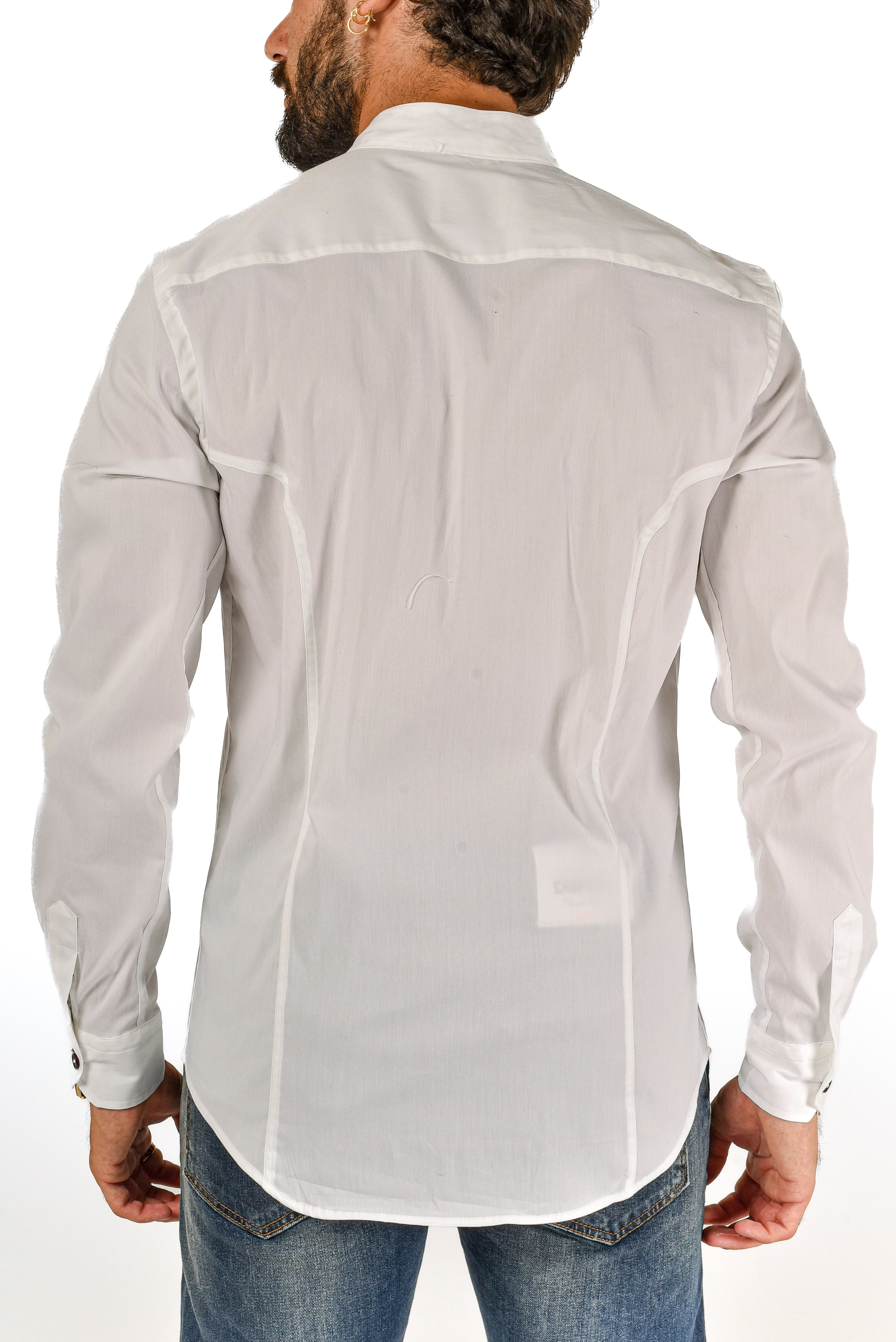 Slim Korean Collar Shirt White Track