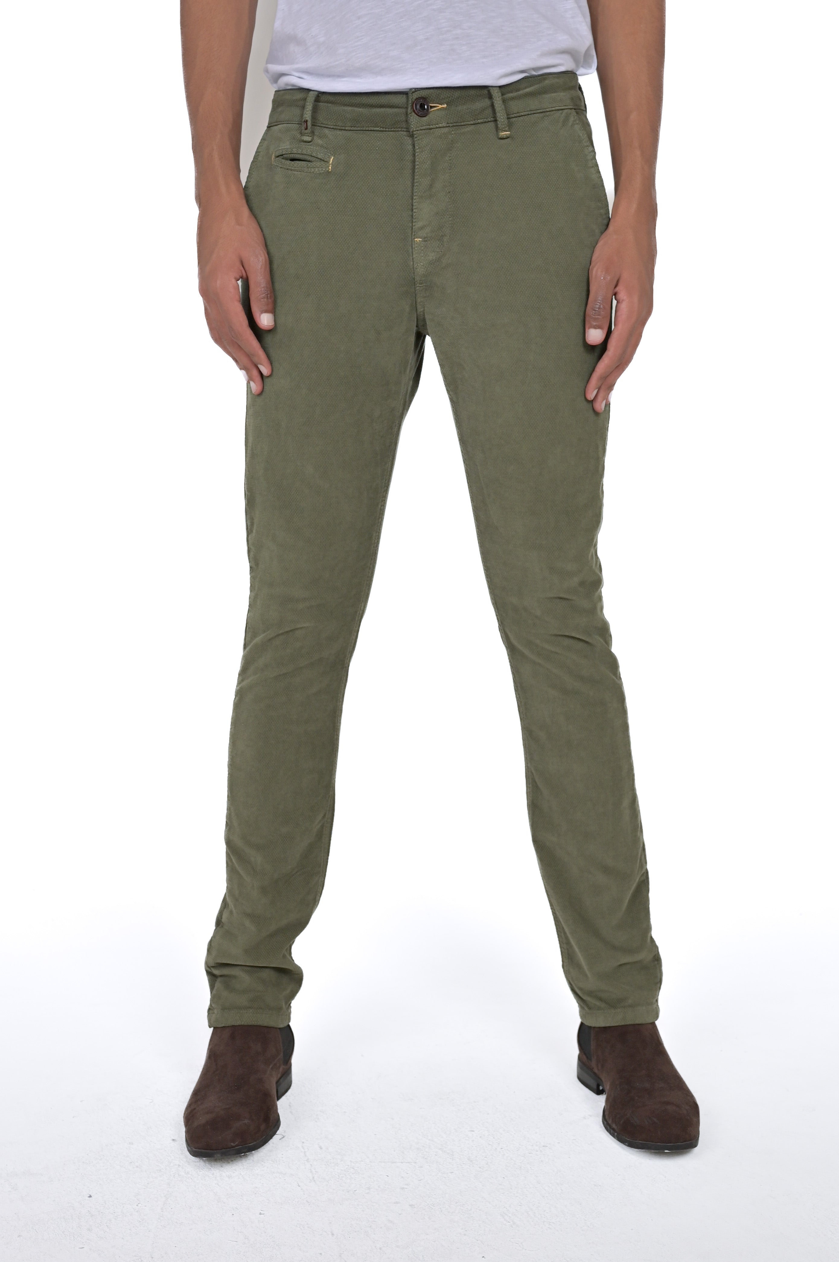 Pantaloni in velluto slim Kinos Terra verde FW24/25