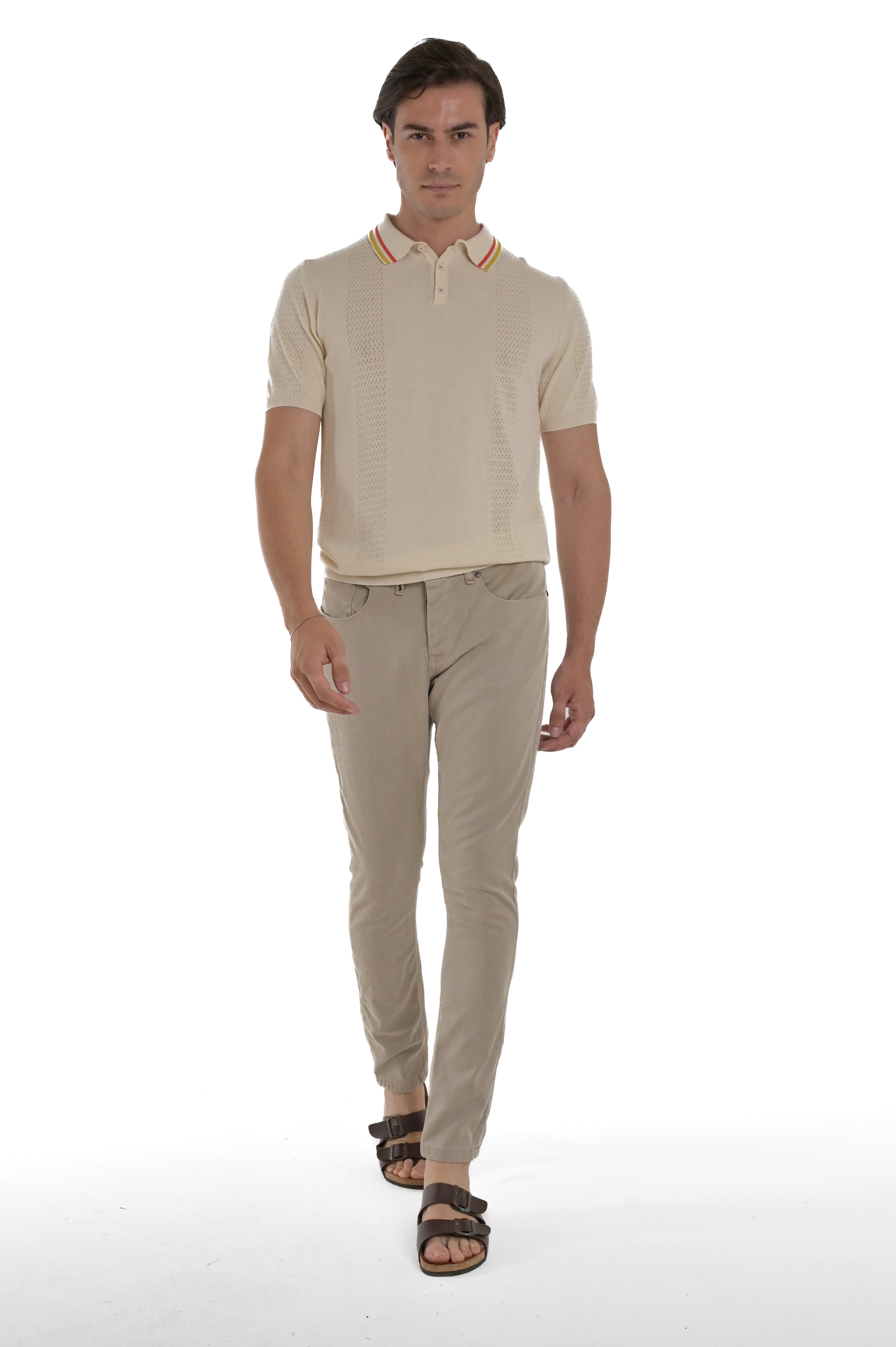 Pantaloni in cotone slim Rally beige SS25