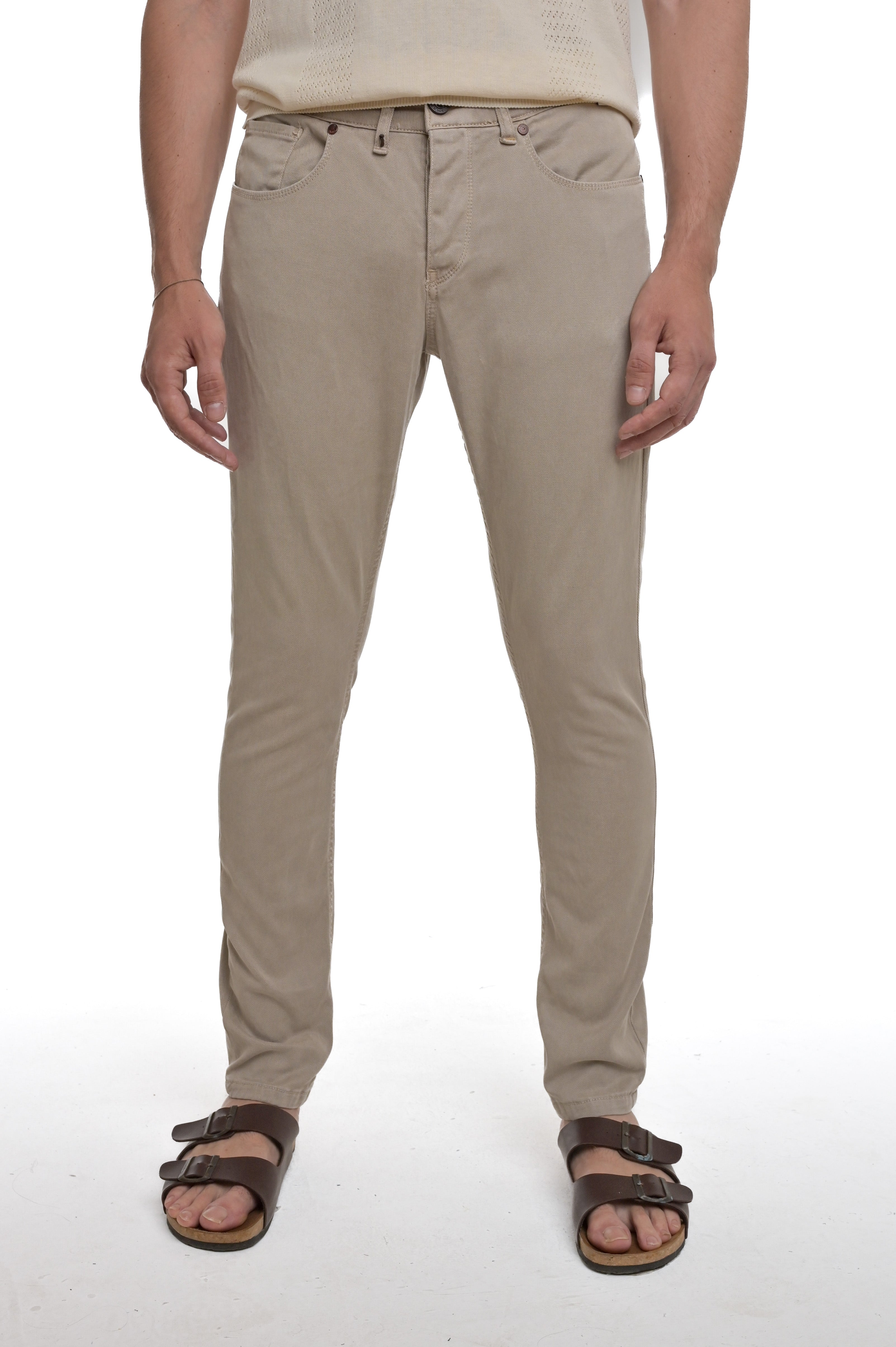 Pantaloni in cotone slim Rally beige SS25