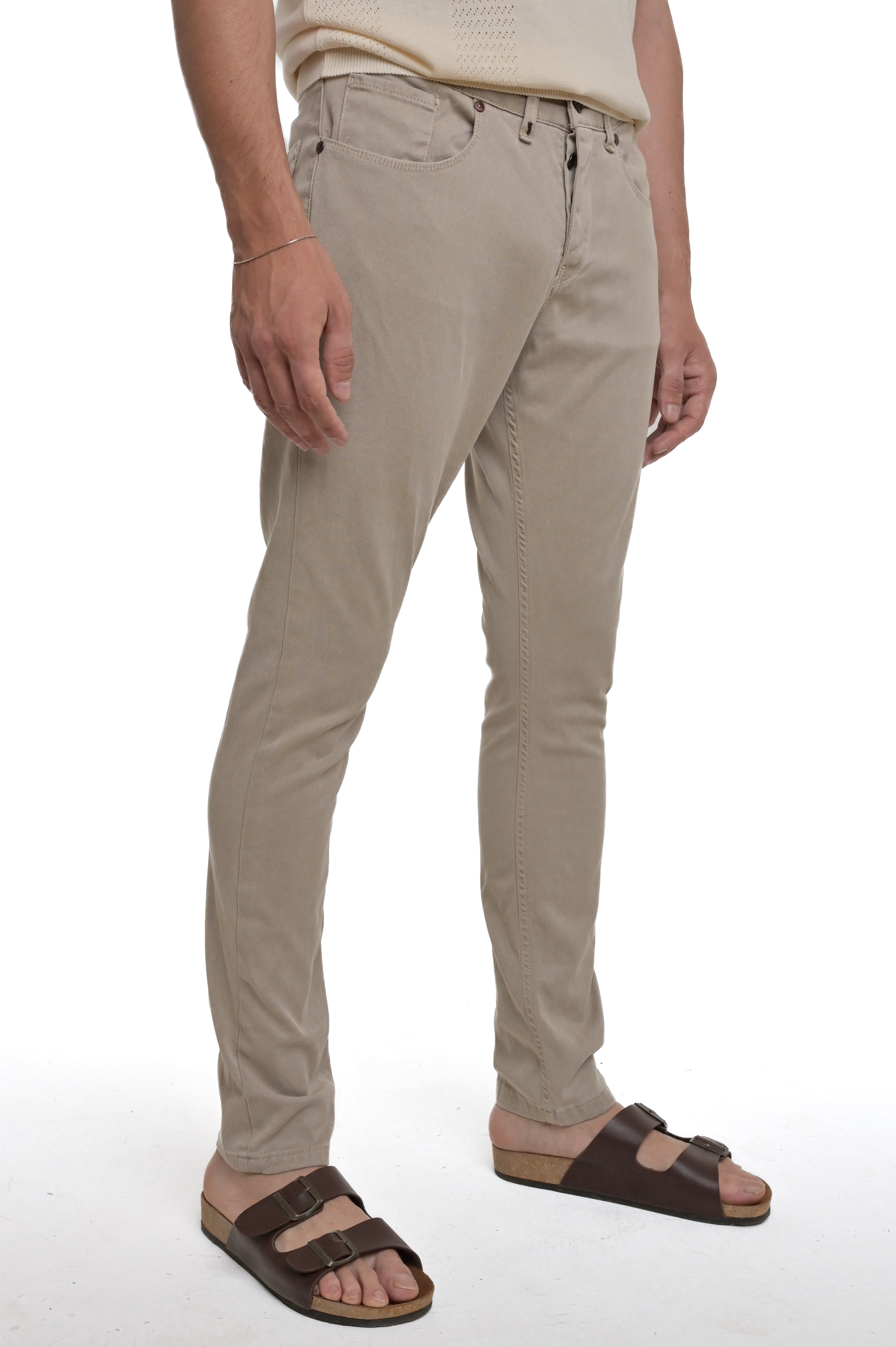 Pantaloni in cotone slim Rally beige SS25