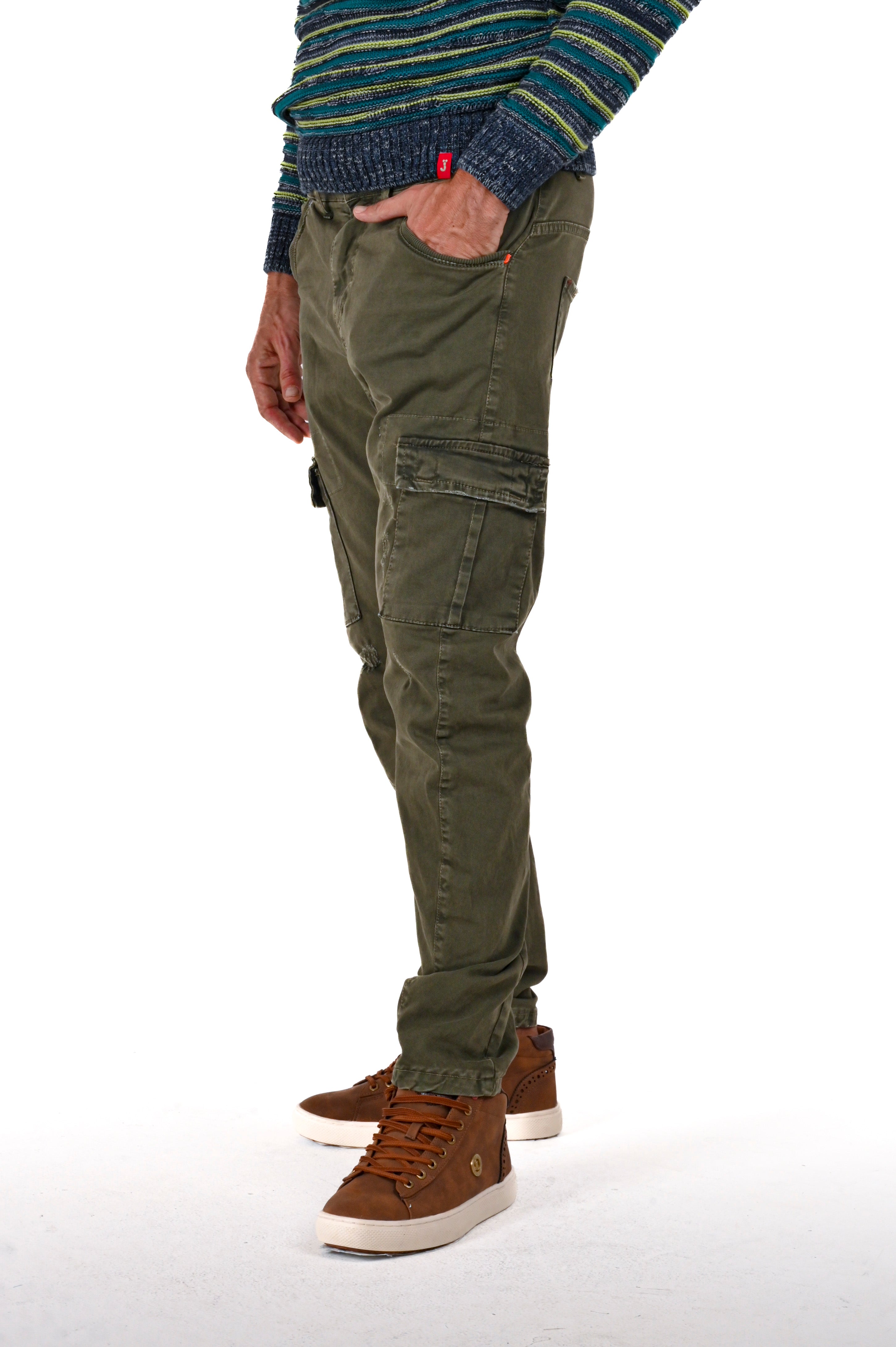 Pantaloni in cotone tapered New Evolution verde FW24/25