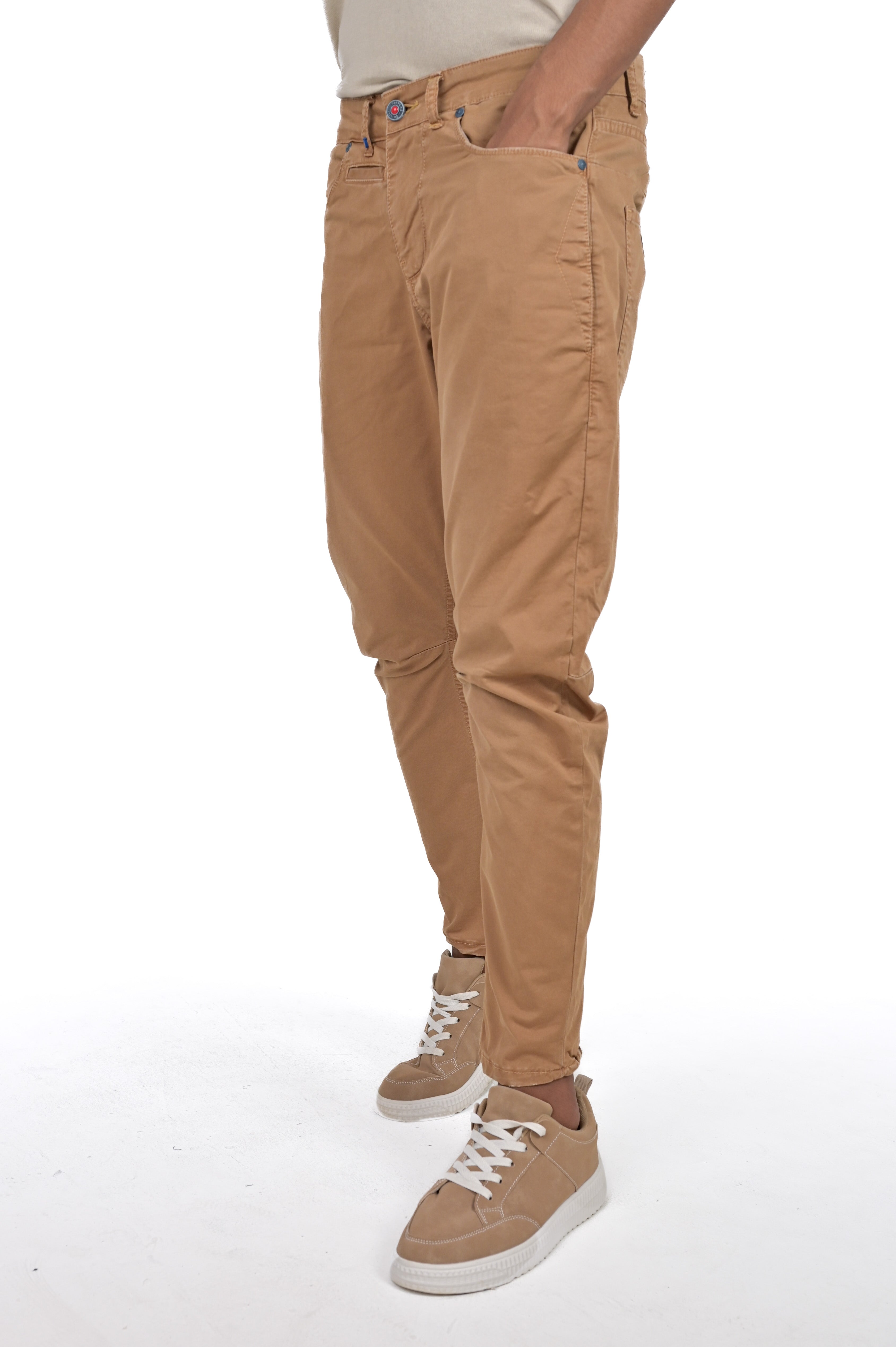 Pantaloni in cotone Tapered Vertigo caramello SS24