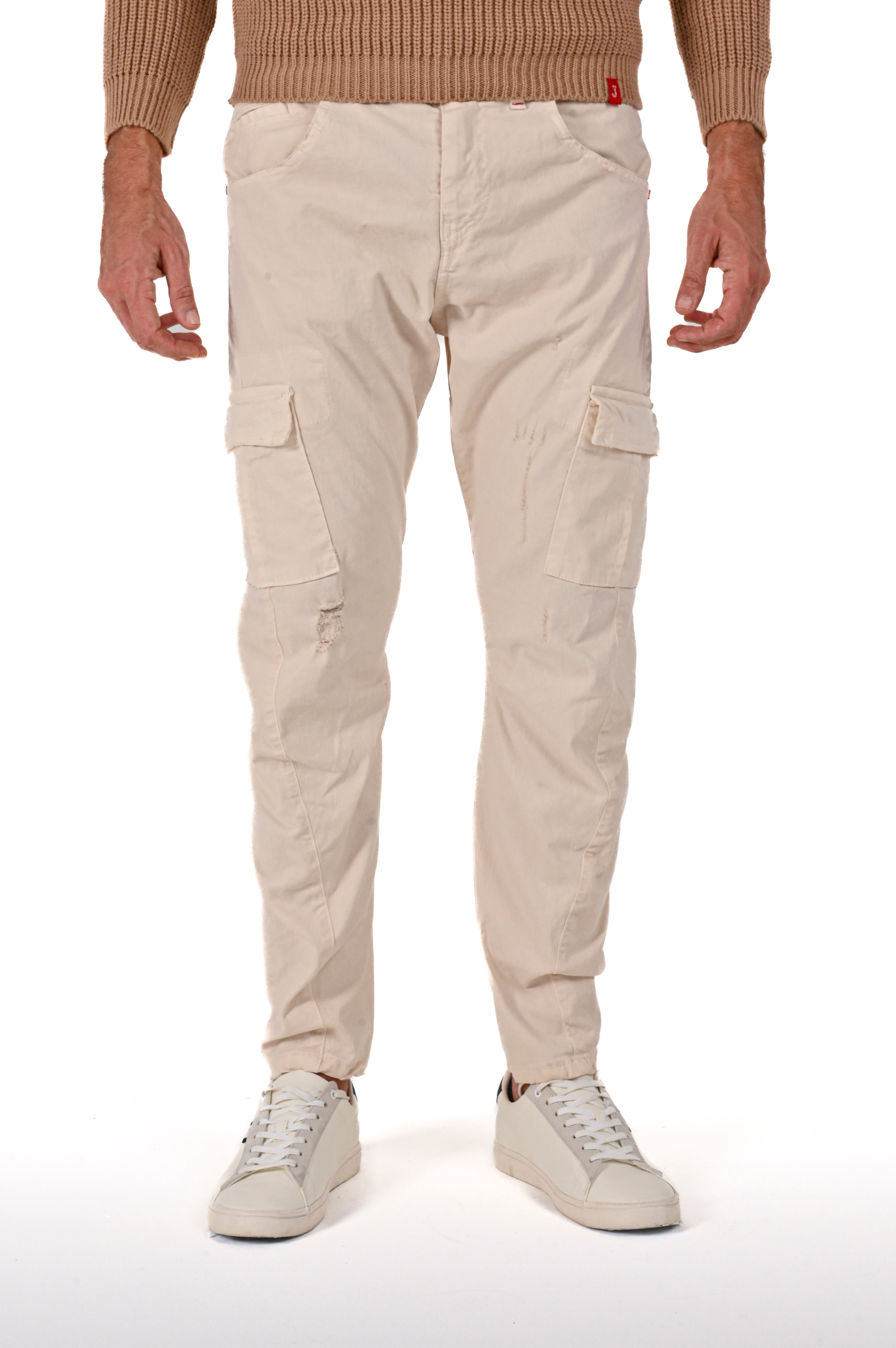 Pantaloni in cotone tapered New Evolution panna FW24/25