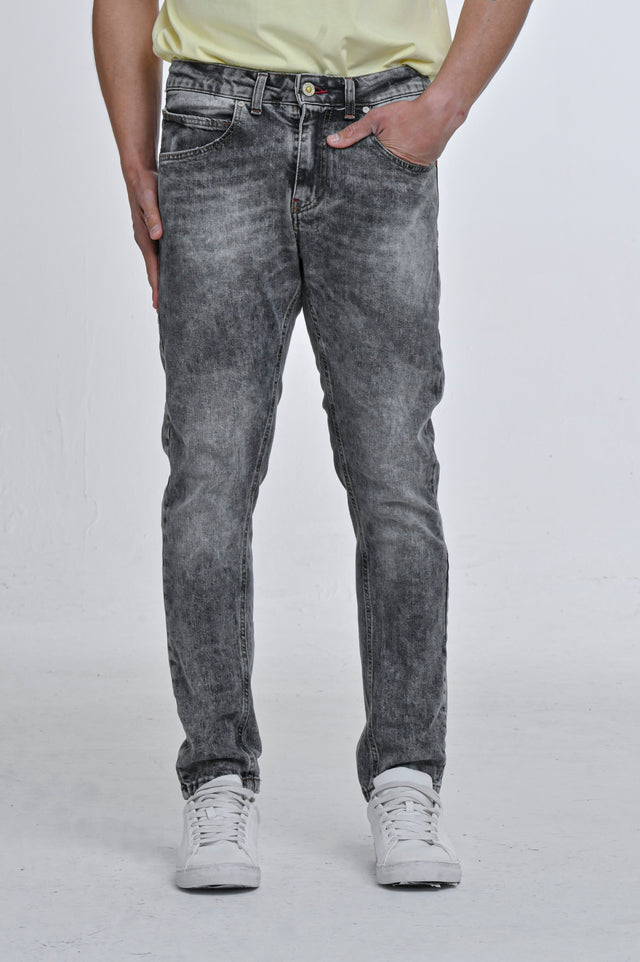 Regular fit men's jeans KONG BLK marbled - Displaj