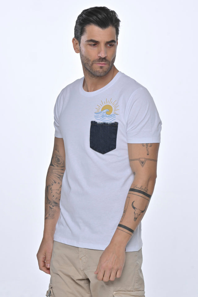 White men's t-shirt with DPE 2311 - Displaj print