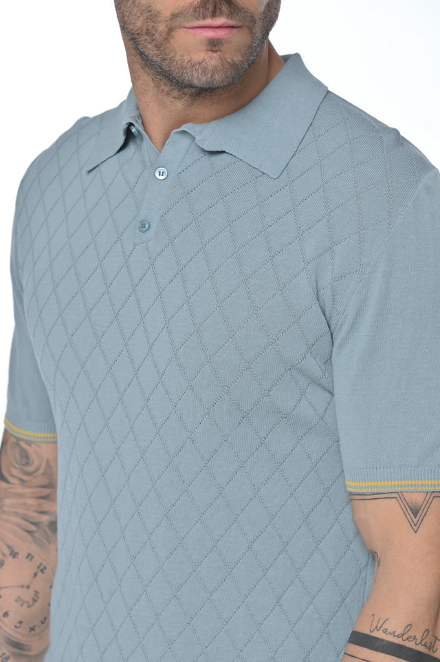 Men's polo shirt with buttons DSP 23P7 powder - Displaj