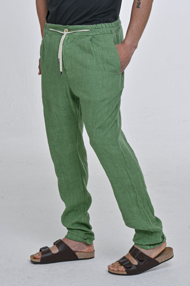 ROBY LINO green tapered fit men's trousers - Displaj