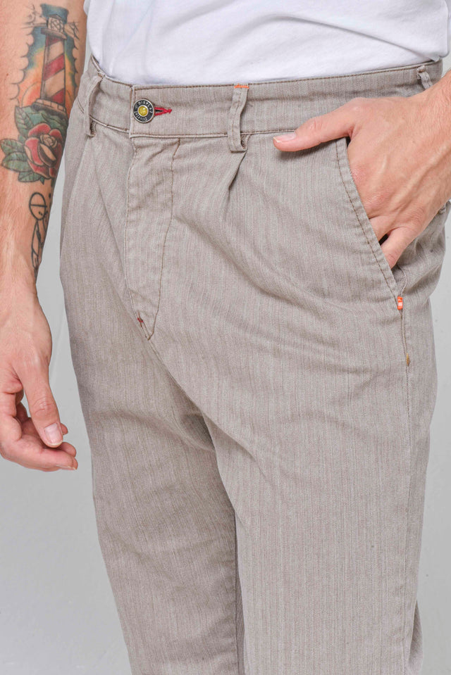 Man tapered trousers FW 4923 mud - Displaj