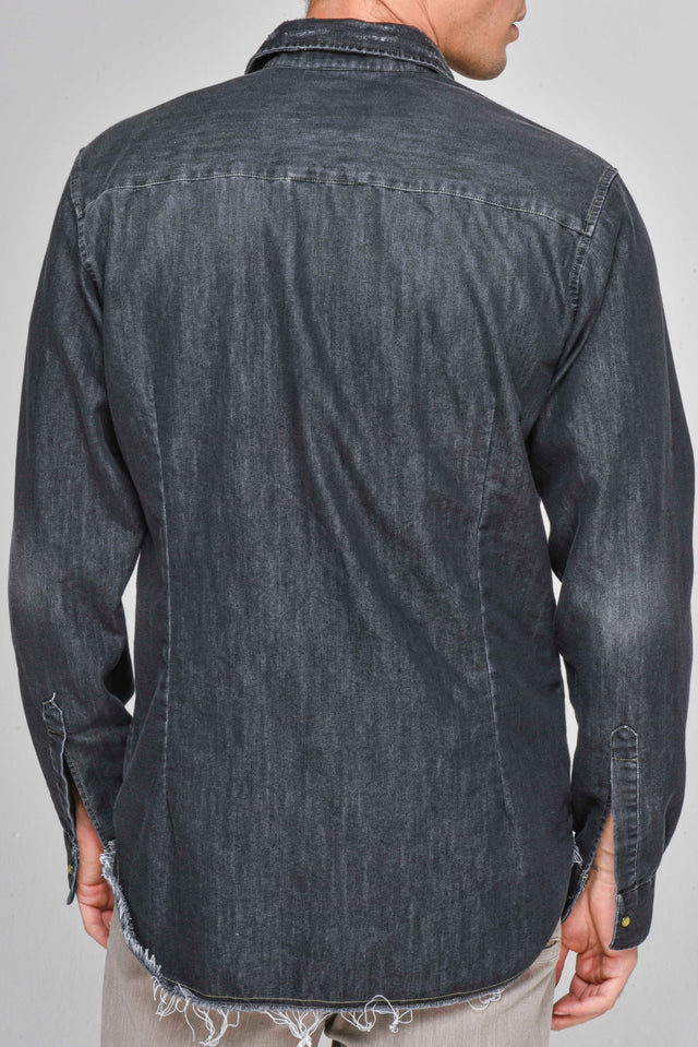 Men's black denim shirt FW 7023 - Displaj